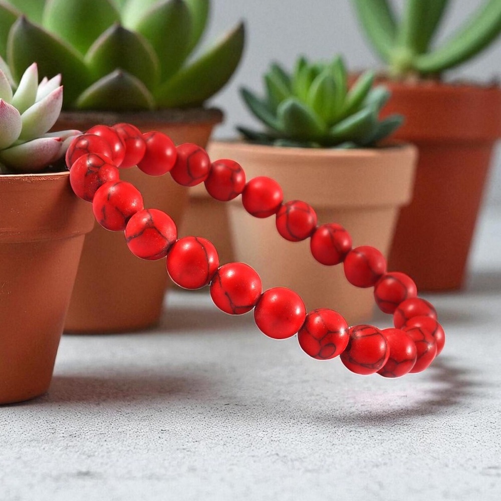 🆕New Red Turquoise 8mm Healing Gemstone Bracelet